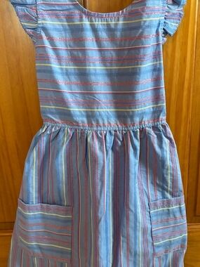 Vince Camuto Sz 10 Girls' Blue Striped Pocket Dress